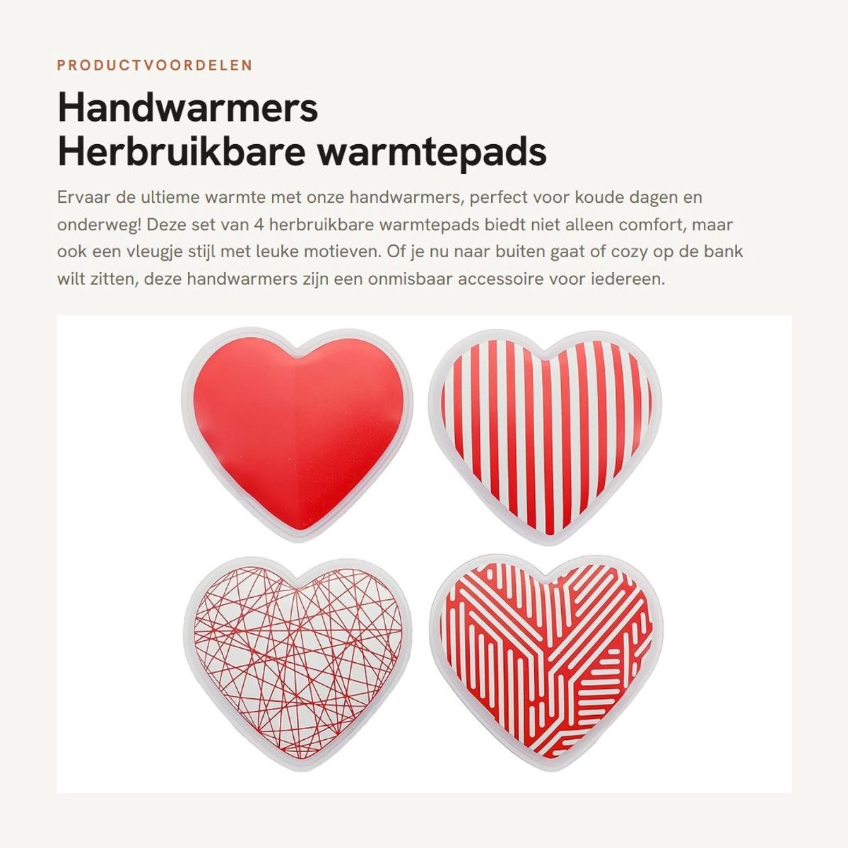 Inovra- Handwarmers Oplaadbaar - Herbruikbare Warmtezakjes - Warmtepads - Lichtgewicht - Set van 4 - Zachte Hoes van 100% Kunststof