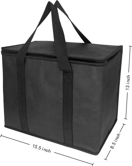 Isolerende Koeltas 2-Pack - Extra Groot & Opvouwbaar - Met Rits & Handvatten - Voor Boodschappen & Takeaway van Merkloos — afbeelding 2