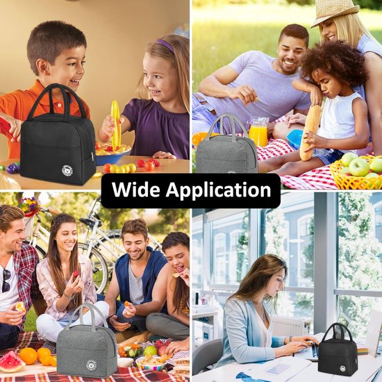 Koeltas - Lunchtas Thermos - Eten Meenemen - Warmte-isolerend - 7 Liter 2 Stuks - Zwart Grijs — afbeelding 5