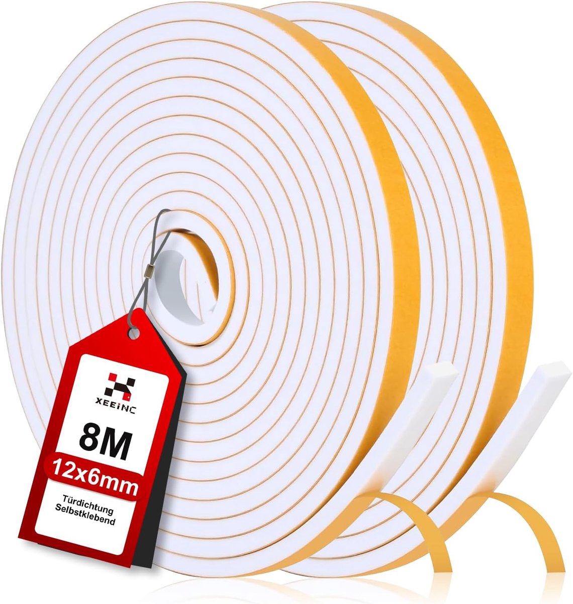 SnelShoppen - 8M Sealing Tape - Zelfklevende Deursluiting - 12mm x 6mm - Geluidsisolatie en Koude Isolatie voor Deuren en Raamopeningen - Flexibel en