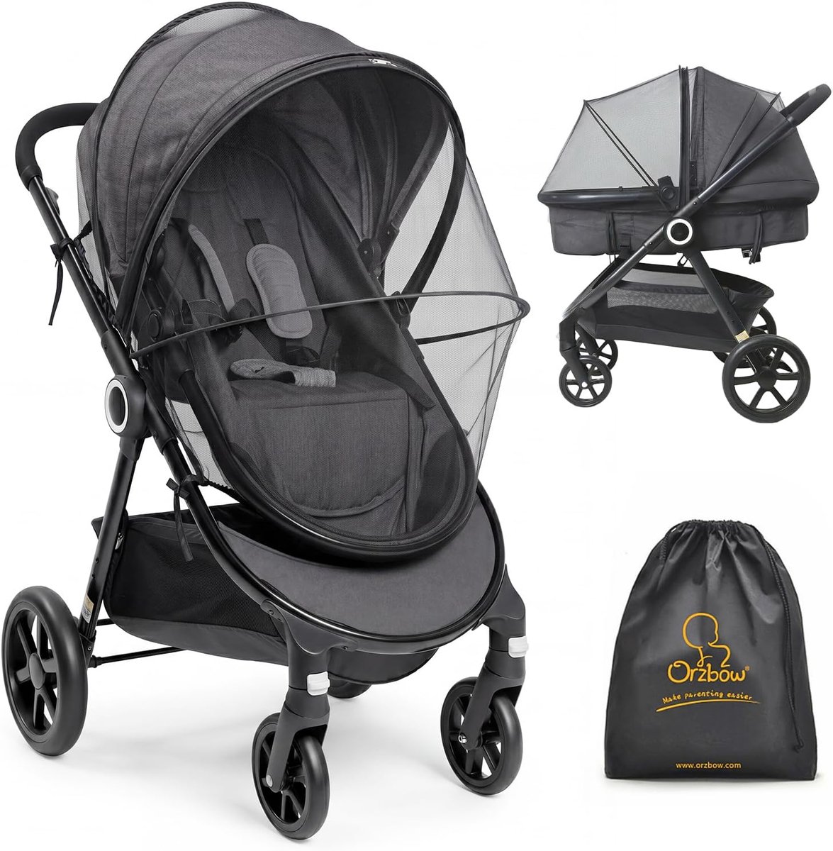 Thijox - Universele Klamboes voor Kinderwagen - Duurzaam Muggennet met Rits - Stabiel Muskietennet voor Buggy met Elastische Rand - Kwaliteitsgaas in