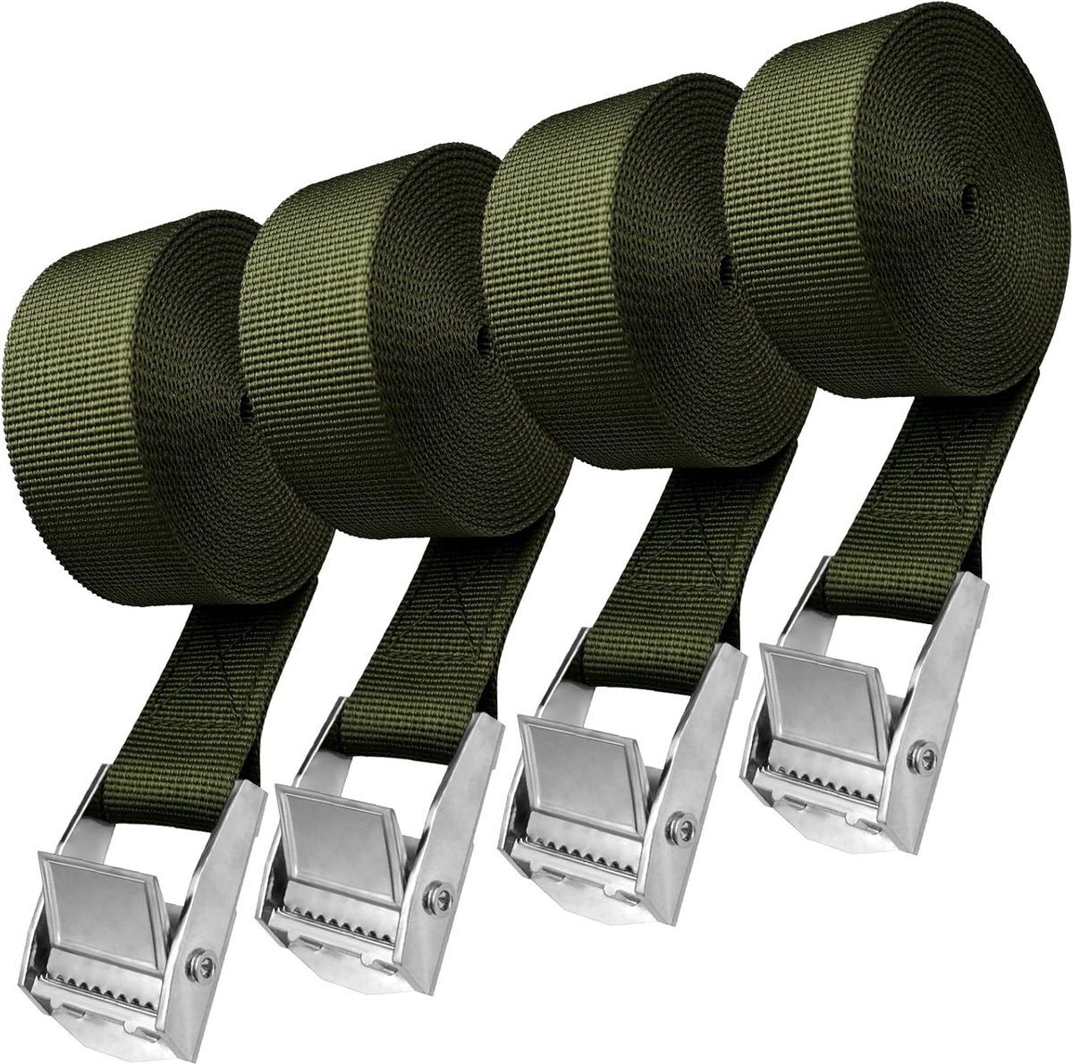 Thijox - Spanriemen 4 Stuks - 2,5 m Verstelbare Sjorbanden met Klemsluiting - Belastbaar tot 250 kg - Nylon en Zinklegering - Ideaal voor Fiets, Motor