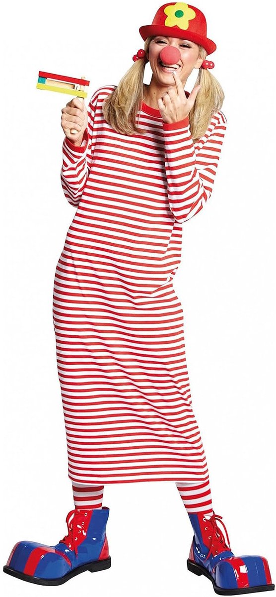 Rivel-Shirt Rood-Wit - Clown kostuum voor carnaval
