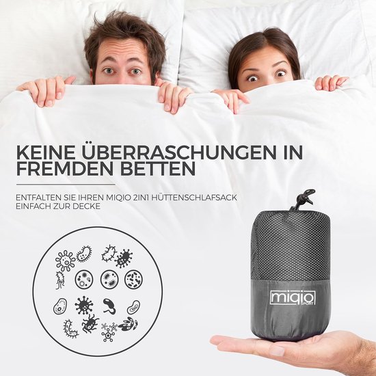 SnelShoppen - MIQIO 2-in-1 Lichtgewicht Slaapzak en Tweepersoons Reislaken XL voor Kamperen, Wandelen en Avontuurlijke Reizen — afbeelding 4