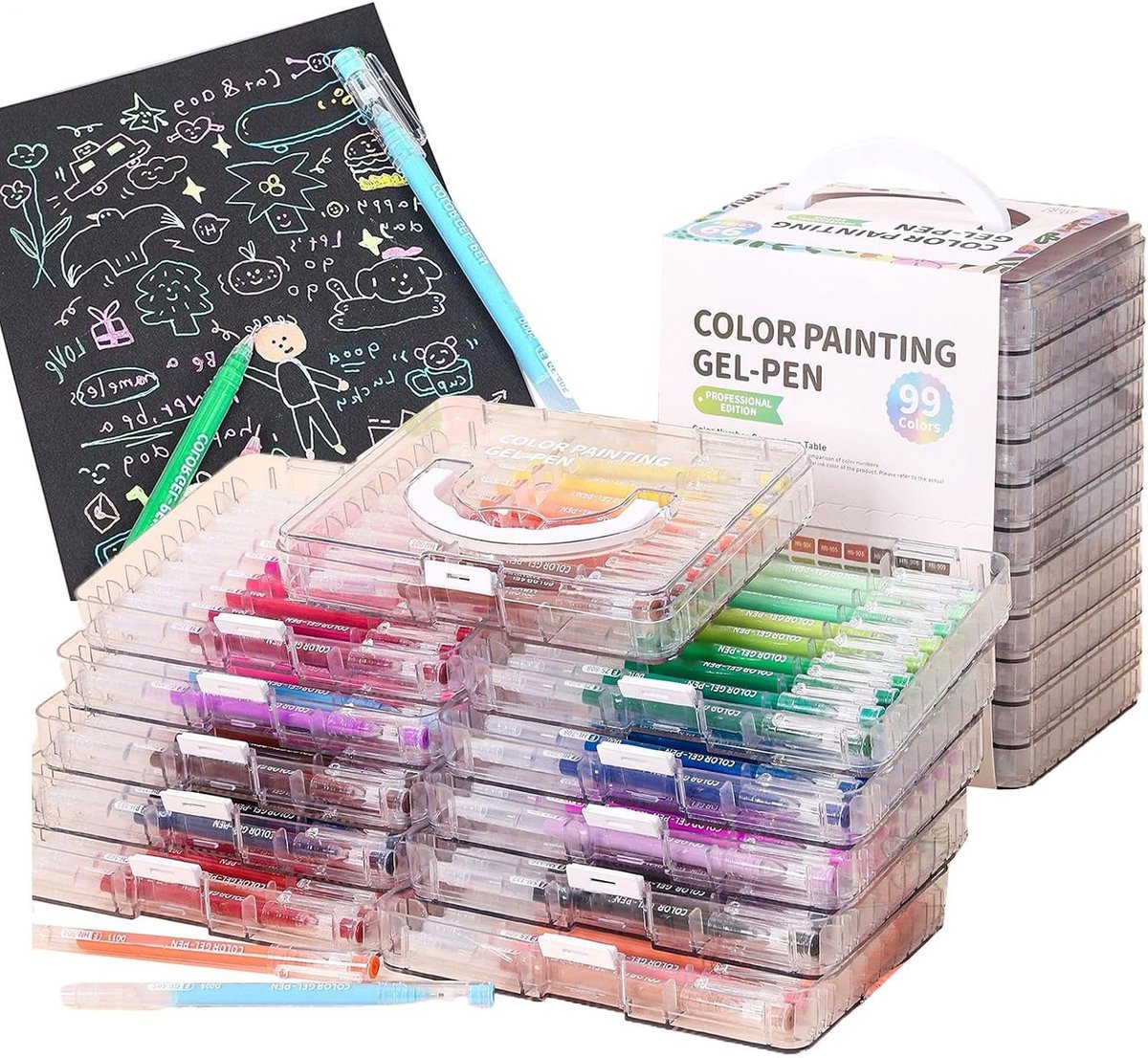 Thijox - Gelpennen Set met Opbergdoos | Sneldrogende Gekleurde Gelpennen en Verfmarkers voor Kinderen en Volwassenen | Perfect voor Schilderen, Doodle