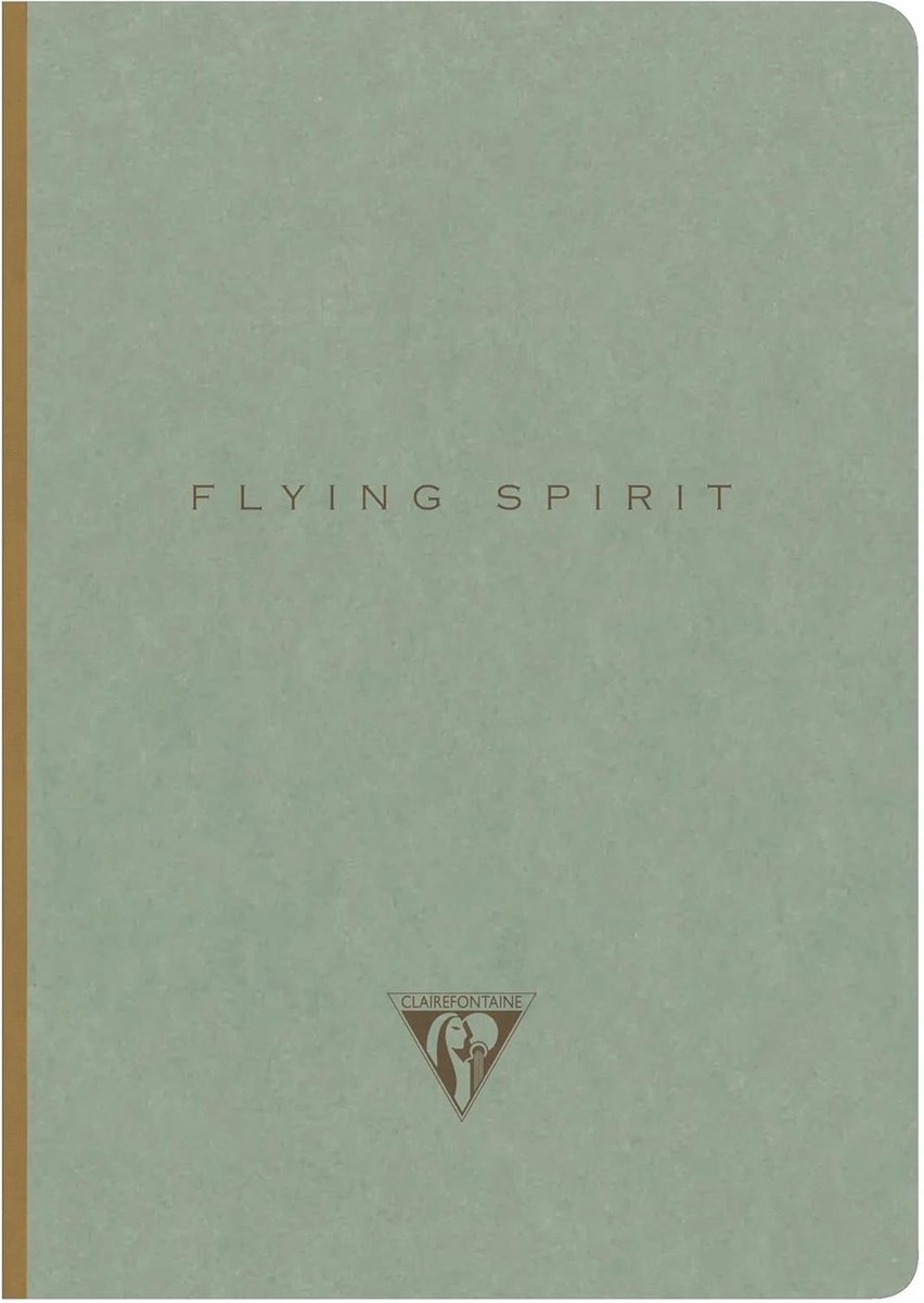 Thijox - Notitieboekje met Linnen Rug - Flying Spirit - 192 Gelinieerde Pagina's - Ivoorpapier 90g - Vert de Gris Kartonnen Omslag - Creatief Schrijve
