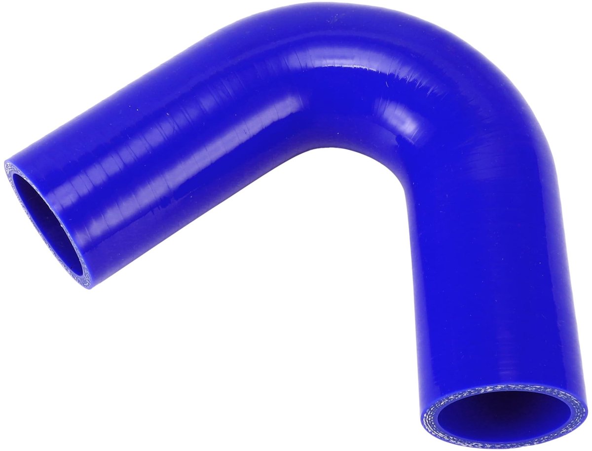 Dailygoods- Koelslang Silicone 120mm - Binnendiameter 40mm - 135 Graden - Blauw - Meerlaags Geweven Doek - Max. 300℃ - Siliconenslang