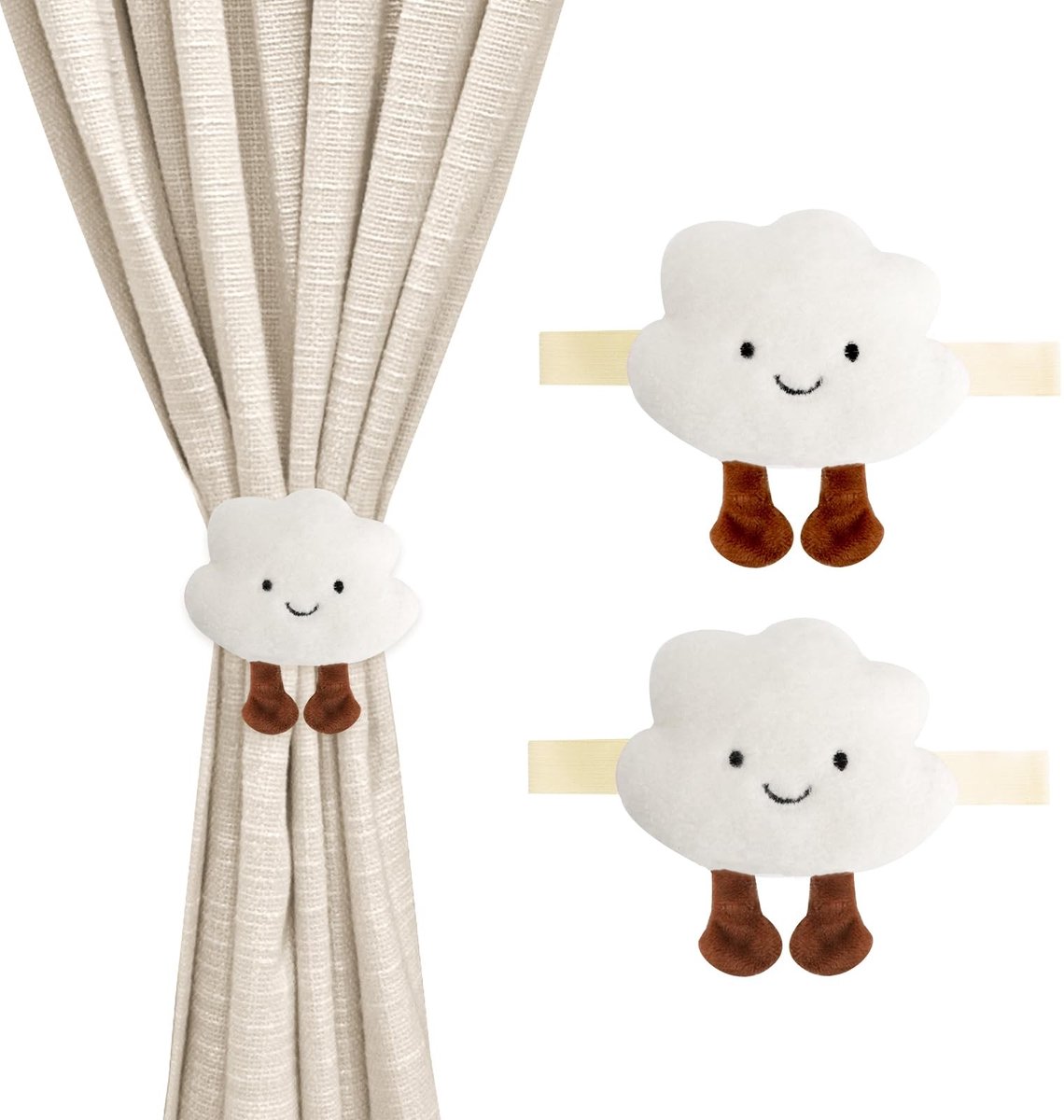 Dailygoods- Gordijnhouder Creatief Wolkendesign - Gordijnhouders - Gordijnband voor Decoratie - Elastische Band - Kinderen - Hoogwaardige Kwaliteit