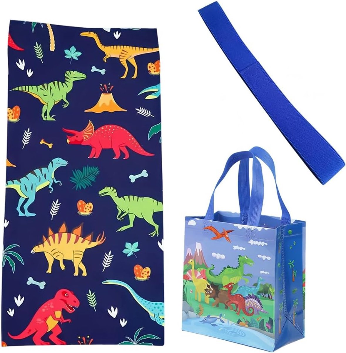 Strandhanddoek Dinosaurus - Microvezel Laken - Zomerse Ontspanning - Sneldrogend Anti-Zand - 140 x 70 cm - Donkerblauw