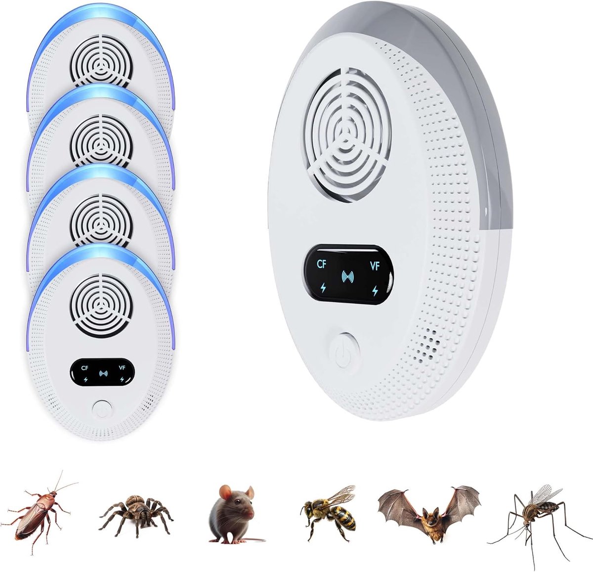 Thijox - Ultrasone Muggenafweer, Ongediertebestrijding voor Kakkerlakken, Vlooien, Muizen en Spinnen - Geluidsafweer met Hoge Frequenties voor Tuin, C