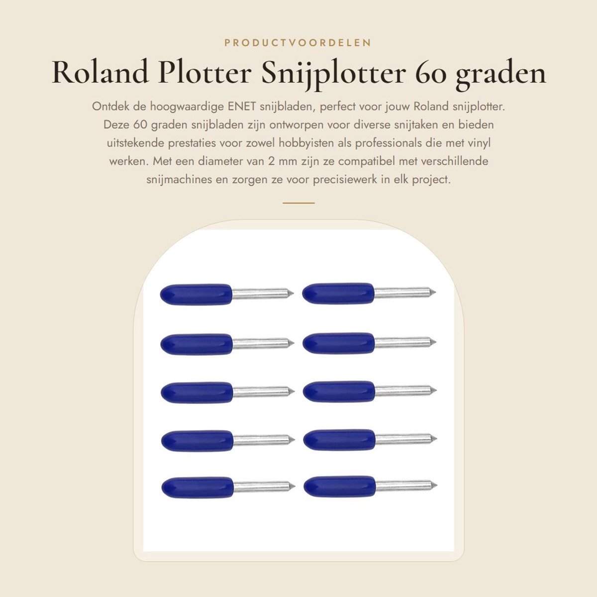 Dailygoods- Snijbladen 60 graden - Compatibel met Roland Plotter - Wolfraamstaal - Hoge slijtvastheid - Blauwe dop - Eenvoudig op te bergen - Snijmes