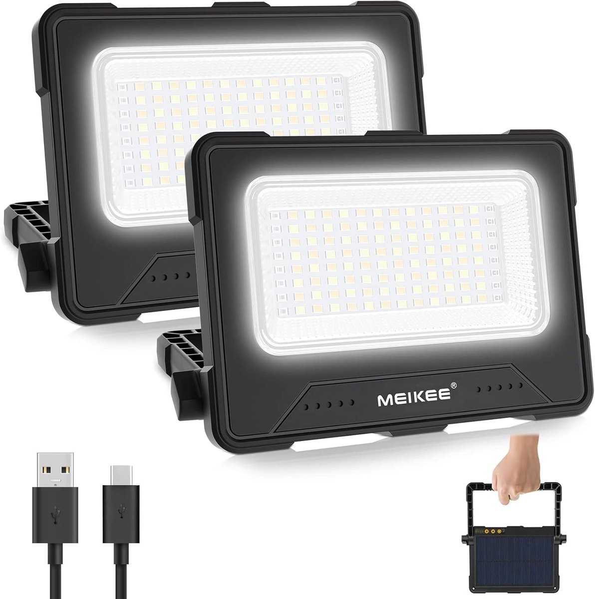 SnelShoppen - LED Werklicht 80W - 12000 mAh Draagbare Bouwspot - 4 Verlichtingsmodi - Campinglamp met USB Oplaadbare Batterij - 5 Helderheidsniveaus -