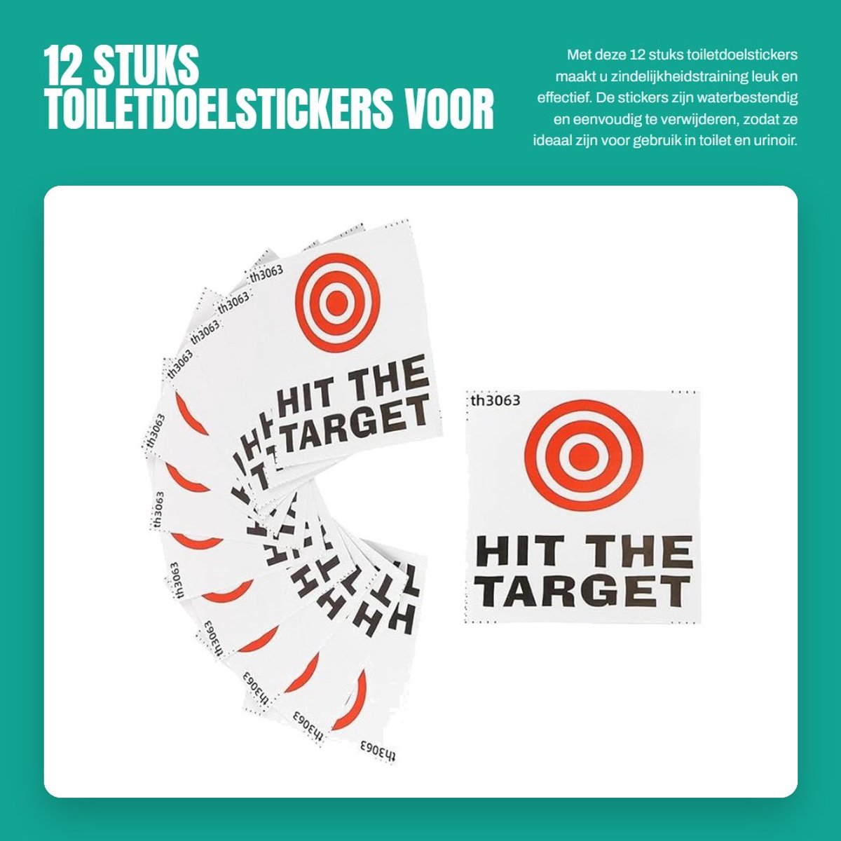Dailygoods- Toiletdoelstickers 12 Stuks - Waterdicht - Verwijderbaar - Plasdoel - Zindelijkheidstraining - PVC Materiaal - Geschikt voor Toilet/Urinoir - Plakstickers