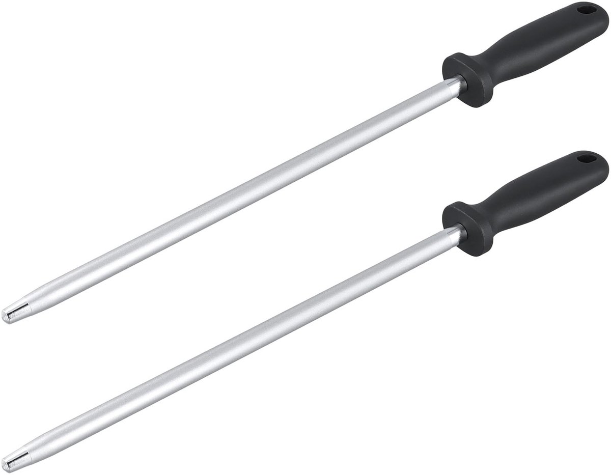 Dailygoods- Aanzetstaal 42,38 cm - Slijpstaaf - Messenslijper - Koolstofstaal - Diamantzandcoating - Set van 2