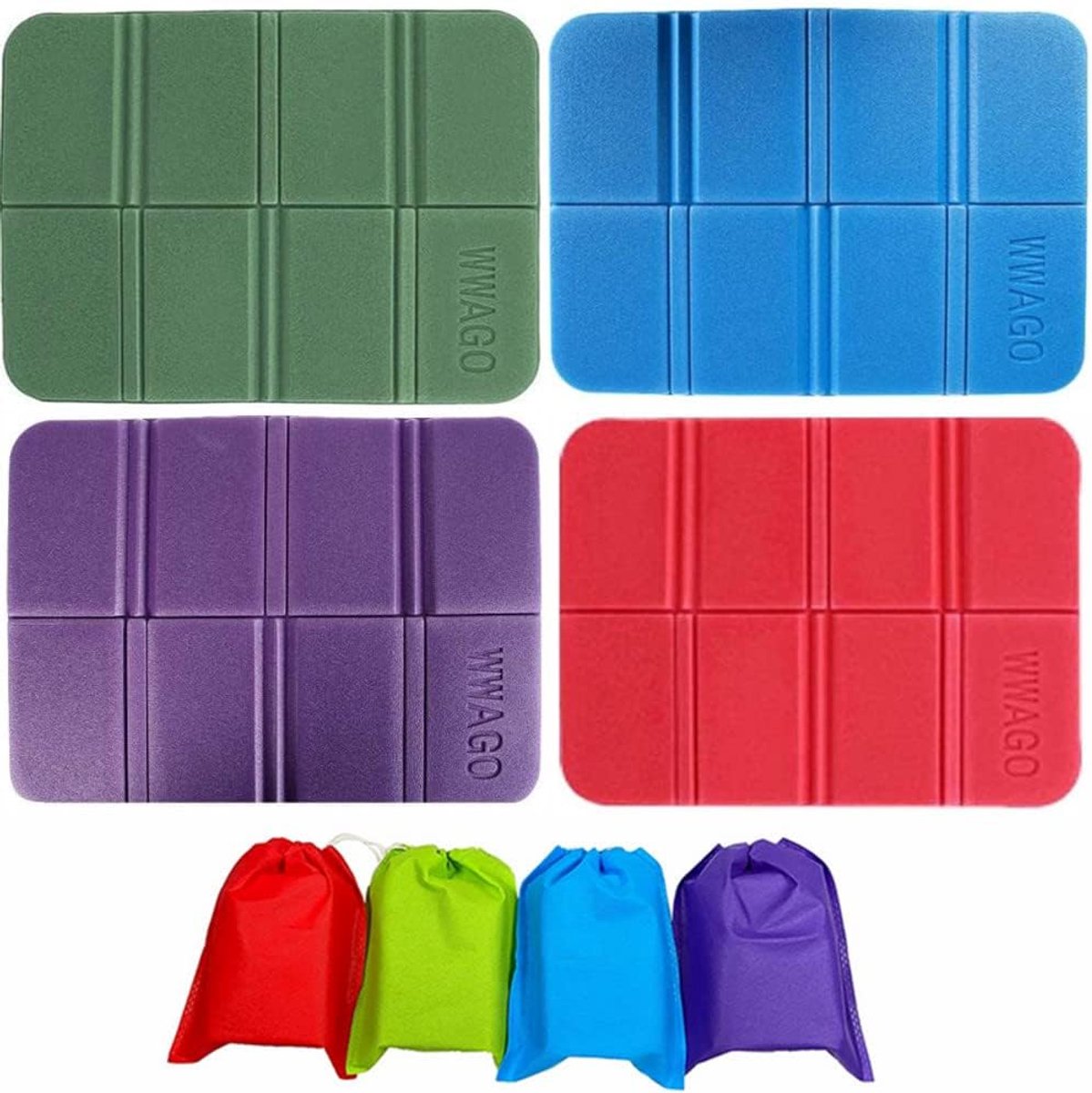 Thijox - 4 stuks opvouwbaar zitkussen, waterdicht, thermo-draagbaar voor outdoor, wandelen, camping, klapstoel, isolerend zitkussen voor tuin, picknic