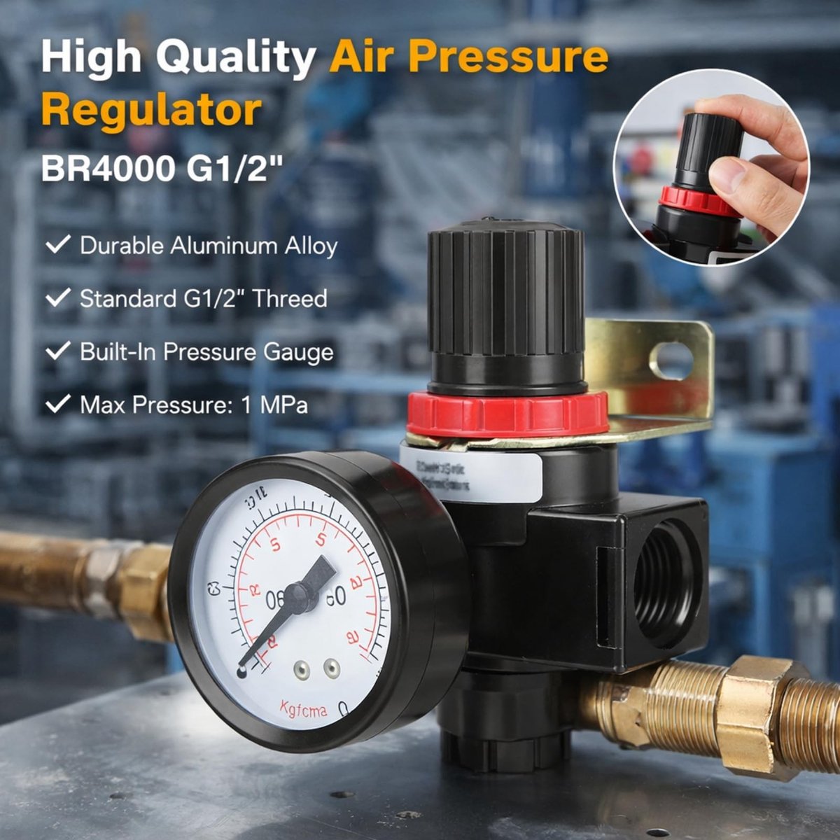 Dailygoods - BR4000 G1/2 Luchtregelcompressor - Drukregelklepmeter - Duurzaam en stevig - Geschikt voor industrieel gebruik - Optimale prestaties - Ho...