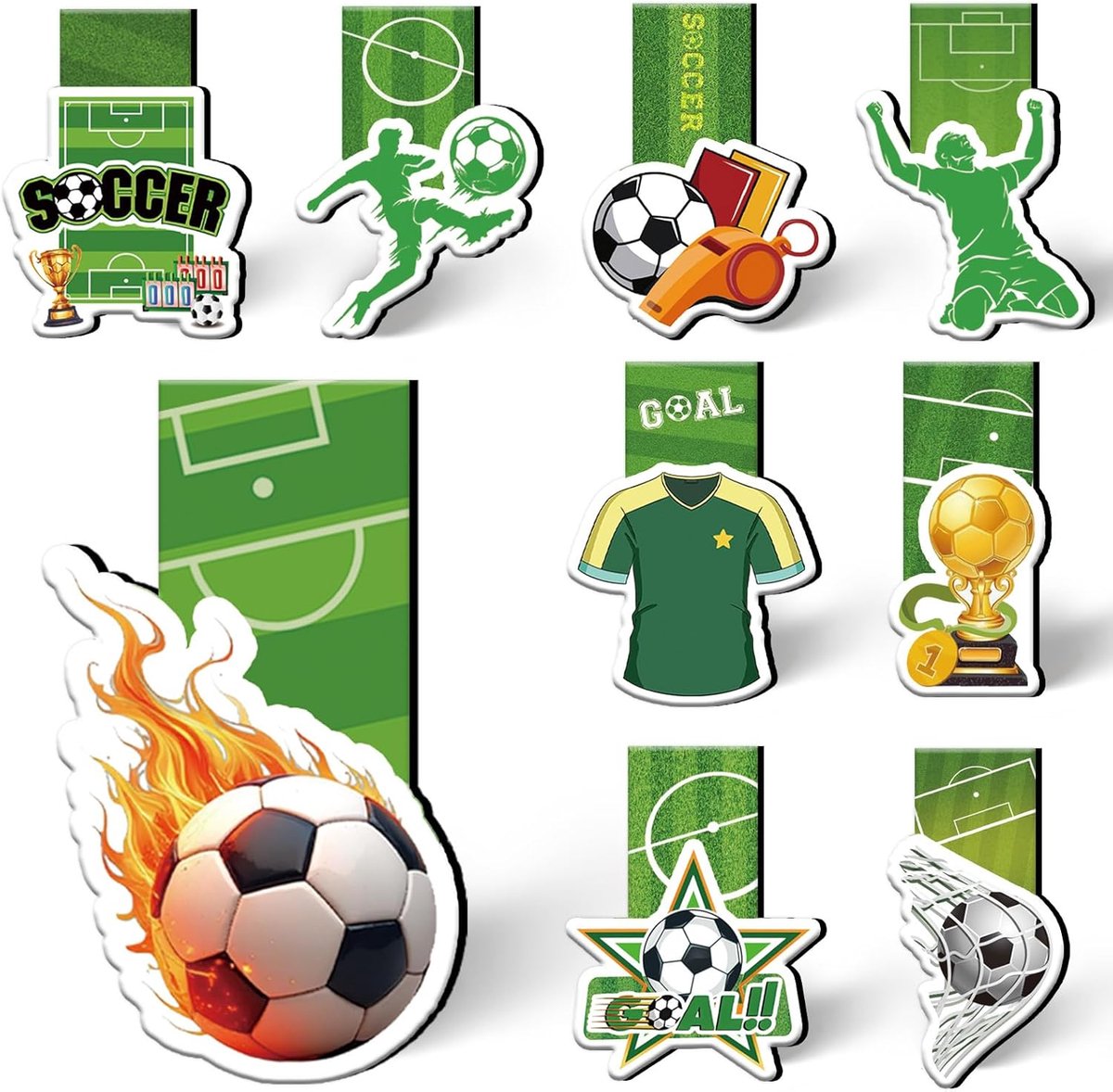 Thijox - Magnetische Bladwijzers voor Kinderen, Voetbal Thema, Perfect als Cadeau voor Adventskalender, Set van 6 Kleurrijke Bladwijzers voor Jongens