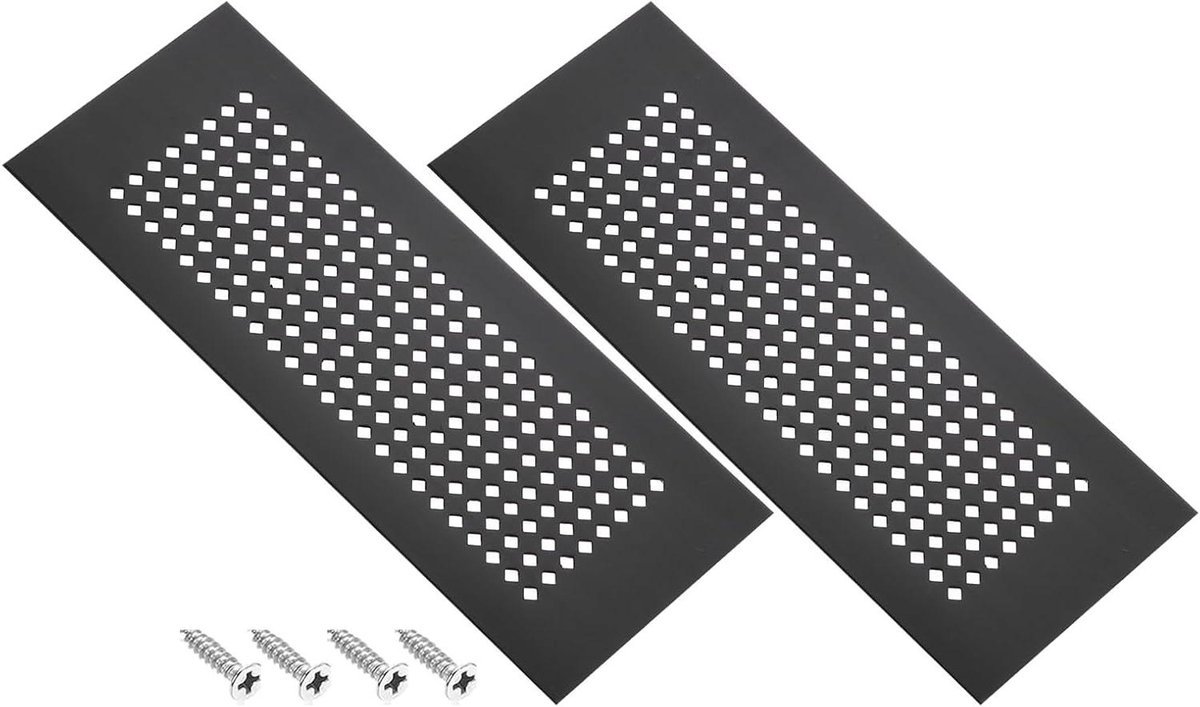 Ventilatierooster - Luchtgaten - Ventilatiekast - Corrosiebestendig - 20x8 cm - Zwart