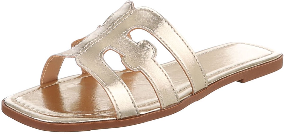 Dames slipper met uitgesneden details en platte zool Mt:40