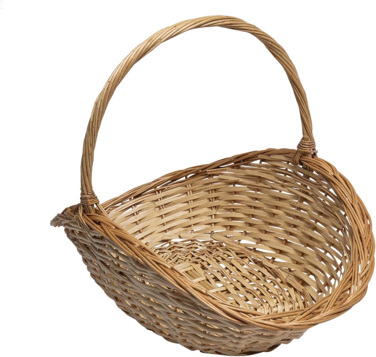 Houten mand - Rieten mand - Hout vervoeren - Rustieke uitstraling - 58 x 38 cm - Beige