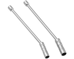 Bougiesleutel Set - Dopsleutel Gereedschap - Motor Onderhoud - Magnetisch Flexibel - 14 & 16 mm - Zilverkleurig