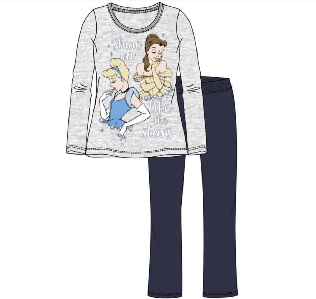 Disney princess - grijs - blauw - pyjama maat 98 / 3 jaar