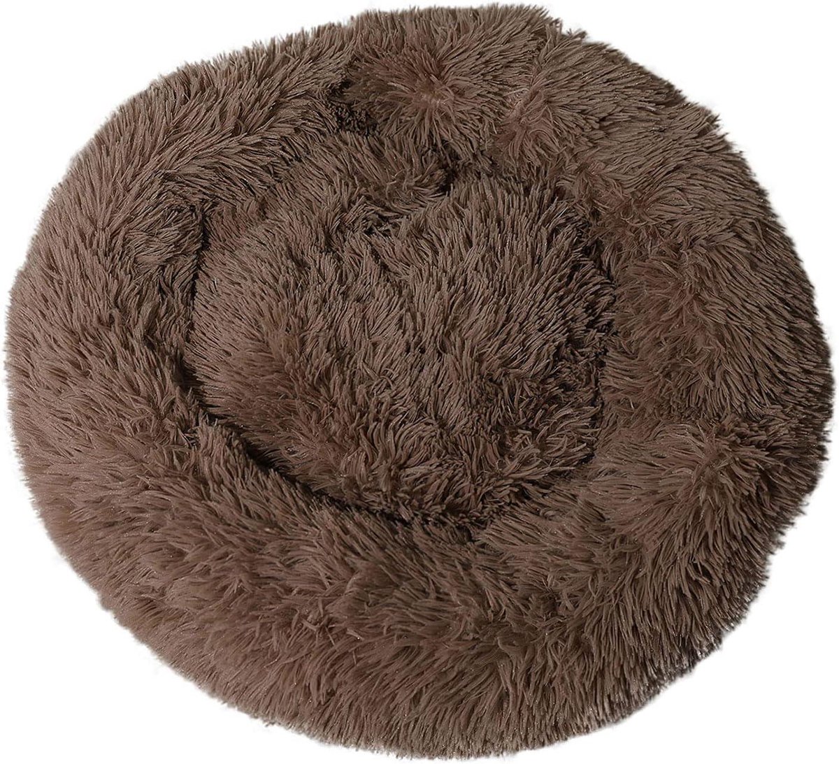 Pluche Huisdierbed - Donut mand - Comfortabel slapen - Verhoogde randen - XXL 80 cm - Bruin