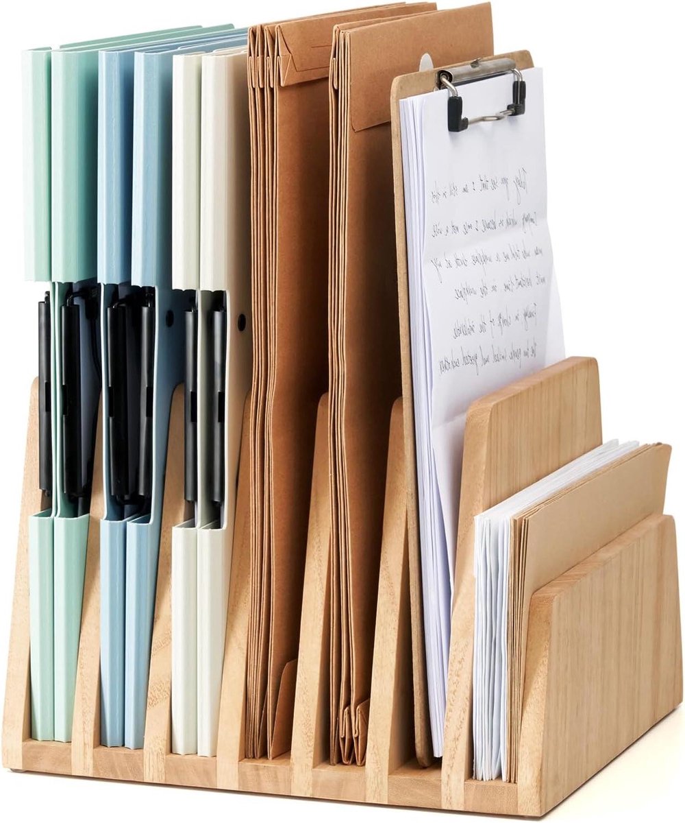 Documentenhouder Bureau - Papier Organizer - Bureau Opruimen - Zeven Sleuven - 263 x 252 x 18 cm - Houtkleur