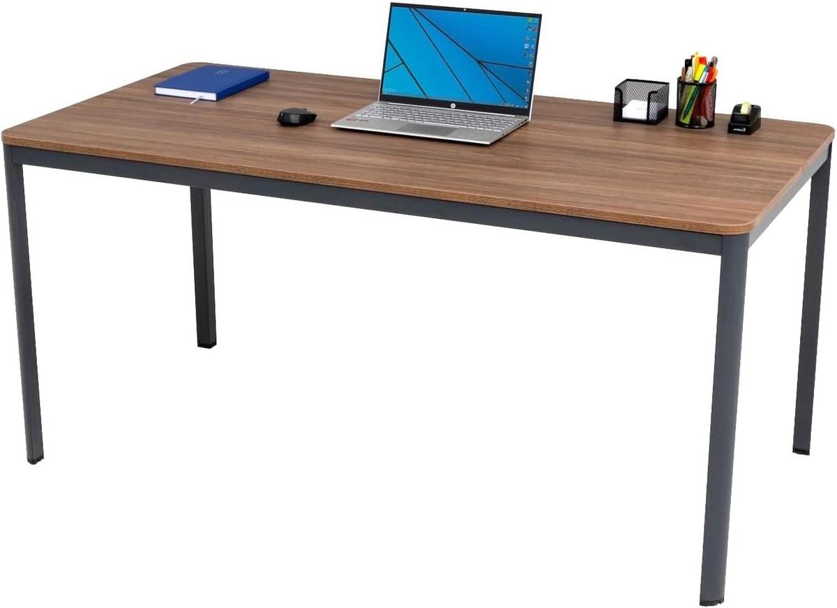 Bureau D-profiel - Werktafel eettafel - Thuiswerken kantoor - Afgeronde hoeken - 140 x 70 cm - Notenhout