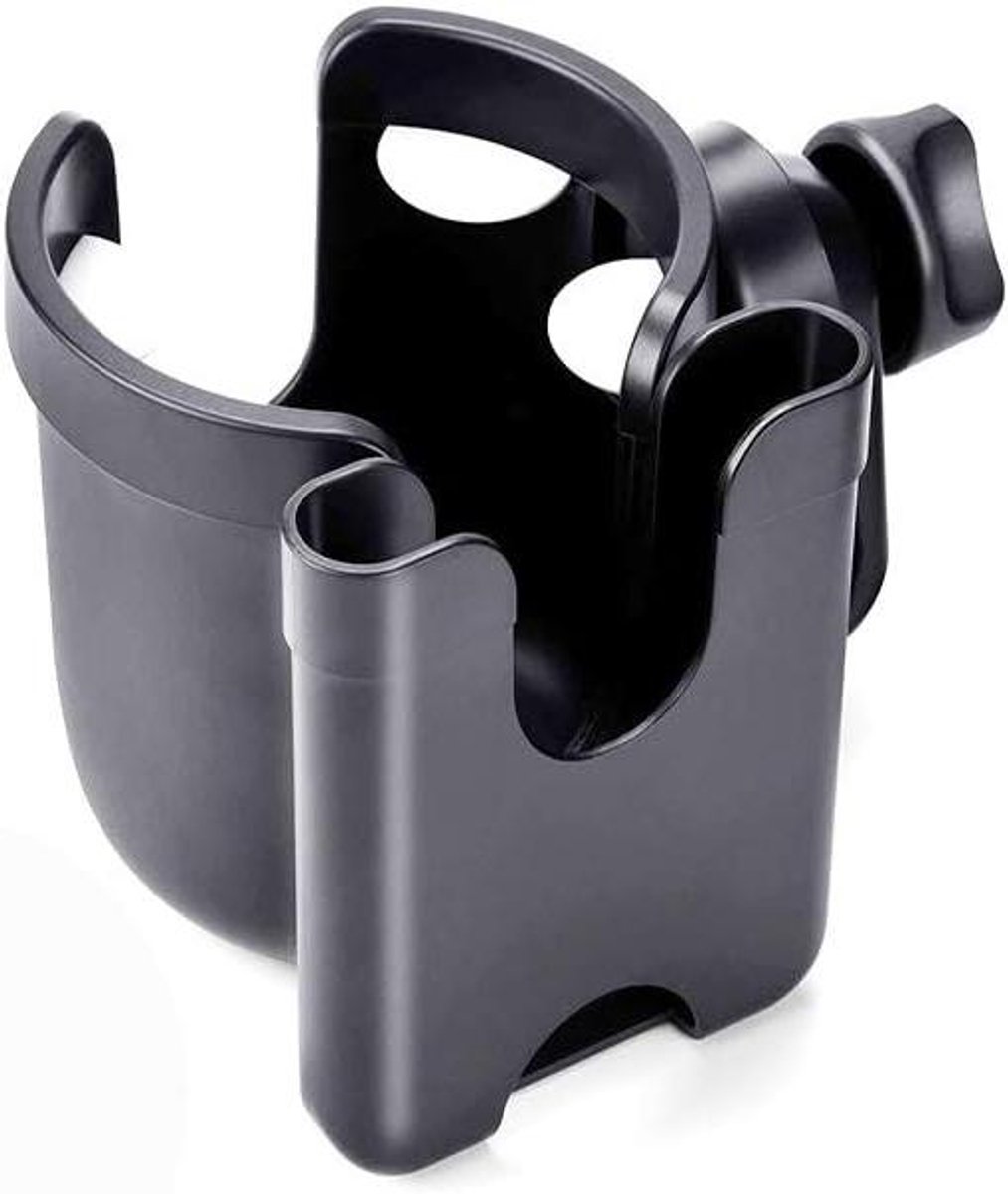 Bekerhouder Kinderwagen - Universele Houder - Onderweg Drankjes - 360 Graden Draaibaar - 16 x 12 x 10 cm - Zwart