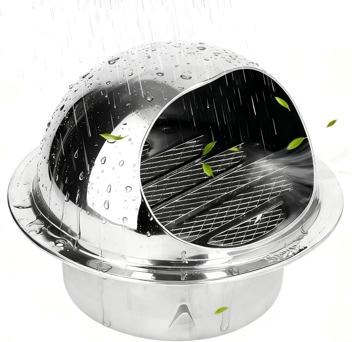 Ventilatierooster Rvs - Wandafvoer Kap - Lucht Afvoeren - Fijnmazig Beschermend - 130 mm - Zilverkleurig