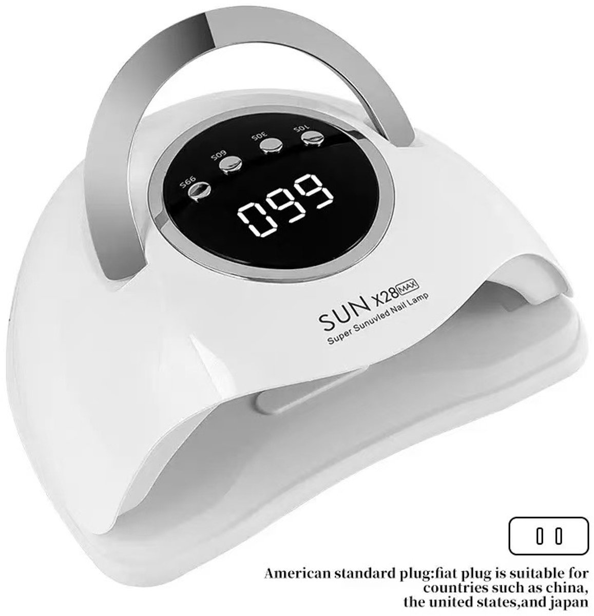 380 W uv-led-nagellamp met 90 kralen, 4 timerinstellingen, automatische sensor, lcd-display, draagbaar handvat en verwijderbare basis voor vingernagel en teennagelsalon, thuisgebruik