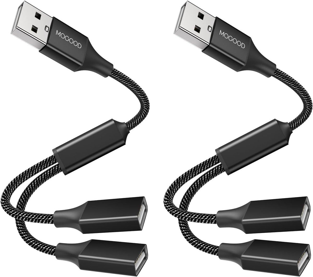 SnelShoppen - USB Splitter Y Adapter 1 in 2 - Dual USB 2.0 Power Cable voor Laptop/Mac/Car - Multiport Data Split Hub voor Snelle Oplading en Gegevens