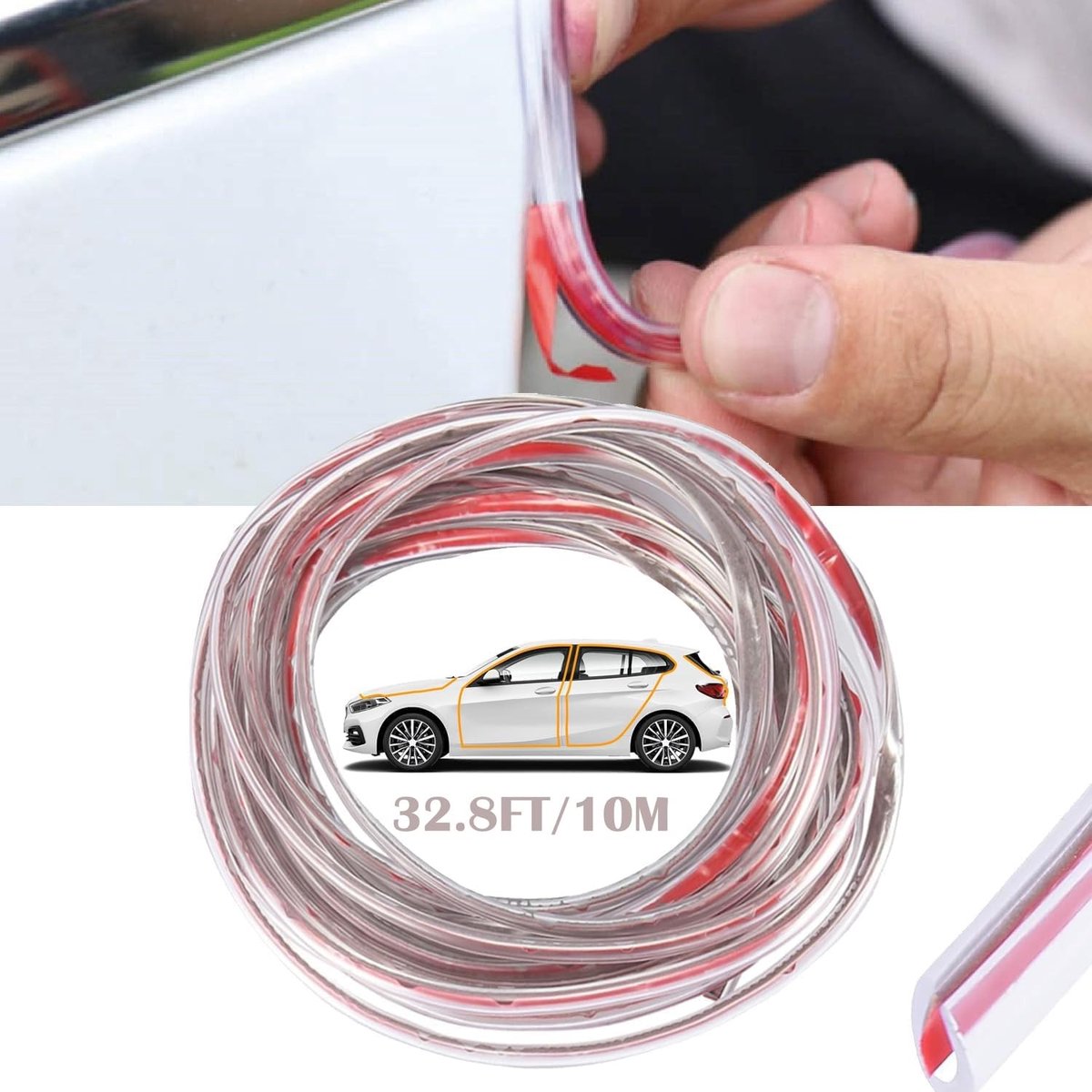 Inovra- Autodeurrandbescherming - Transparante U-rubberen Afdichting - Deurbumperrand - Autodeurafdichting - 10 m - Duurzaam Materiaal - Deurrubber