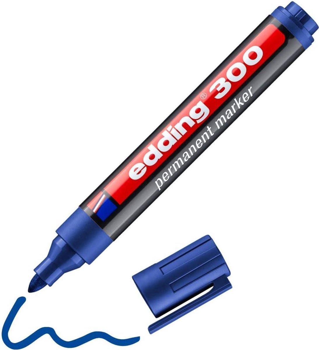 SnelShoppen - Permanent Marker Blauw - 1 Stift - Ronde Punt 1,5-3 mm - Watervast, Sneldrogend, Wrijfvast - Voor Karton, Kunststof, Hout, Metaal, Glas
