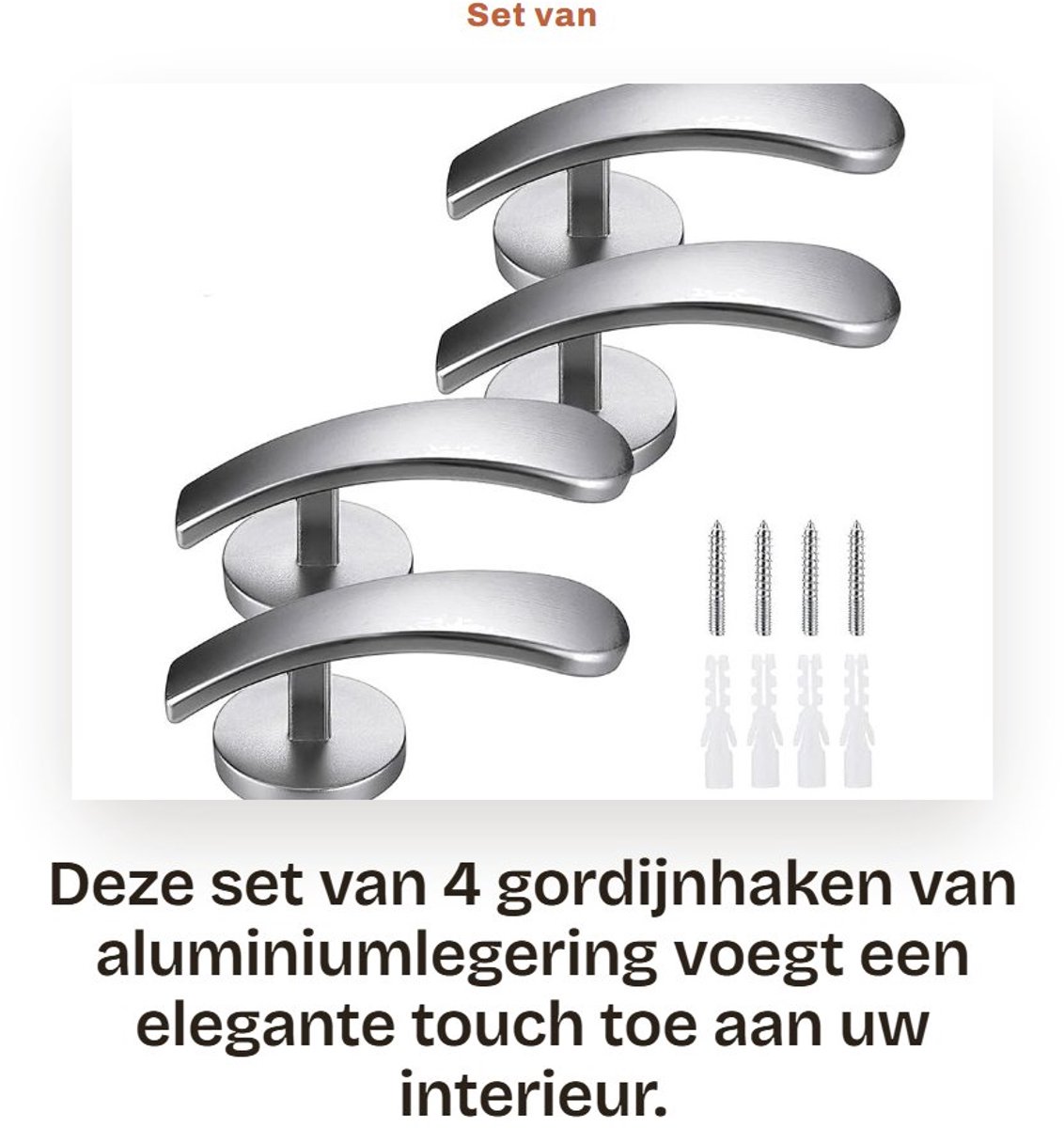 Inovra- Gordijnhaken Aluminiumlegering - Decoratieve Gordijnhouder - Wandmontage - Gordijnbinders - Multifunctioneel - Elegant Ontwerp - Gordijnhouders