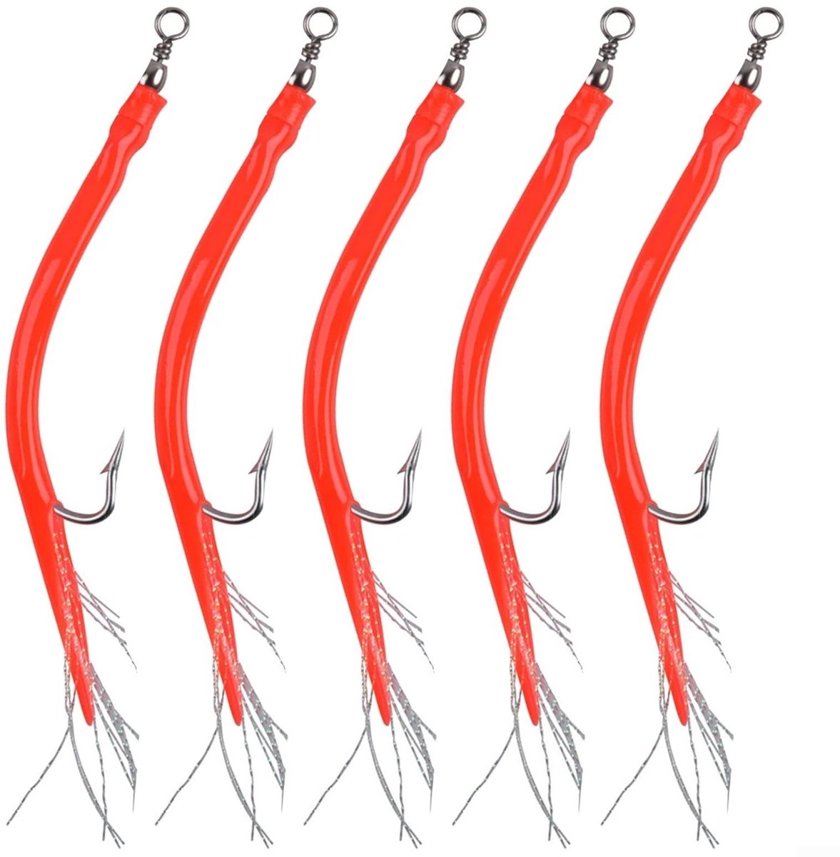 Inovra- Kabeljauw Aas Holografische Silicagel - Tube Jig - 5 Stuks - Roestvrij Stalen Haak - 5G/8G Gewicht - 14cm/16,5cm Lengte - Vissenaas