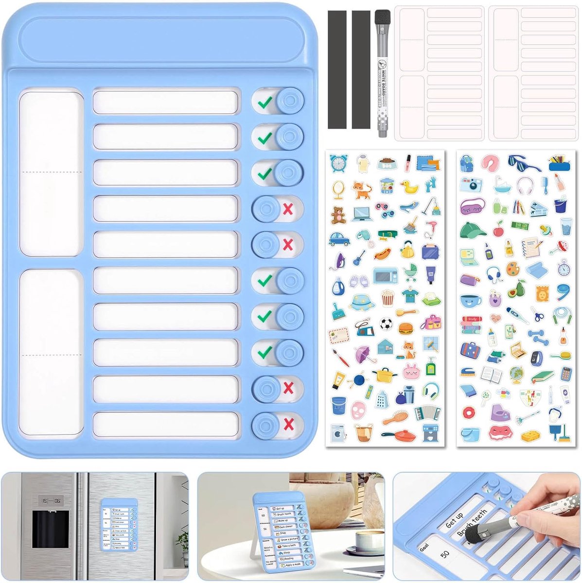 Thijox - Droog uitwisbaar Klussentabel voor Kinderen, Magnetisch Whiteboard, Takenlijst voor Thuis, Koelkast, Muur, Kantoor, Efficiënt Taakbeheer, 30x
