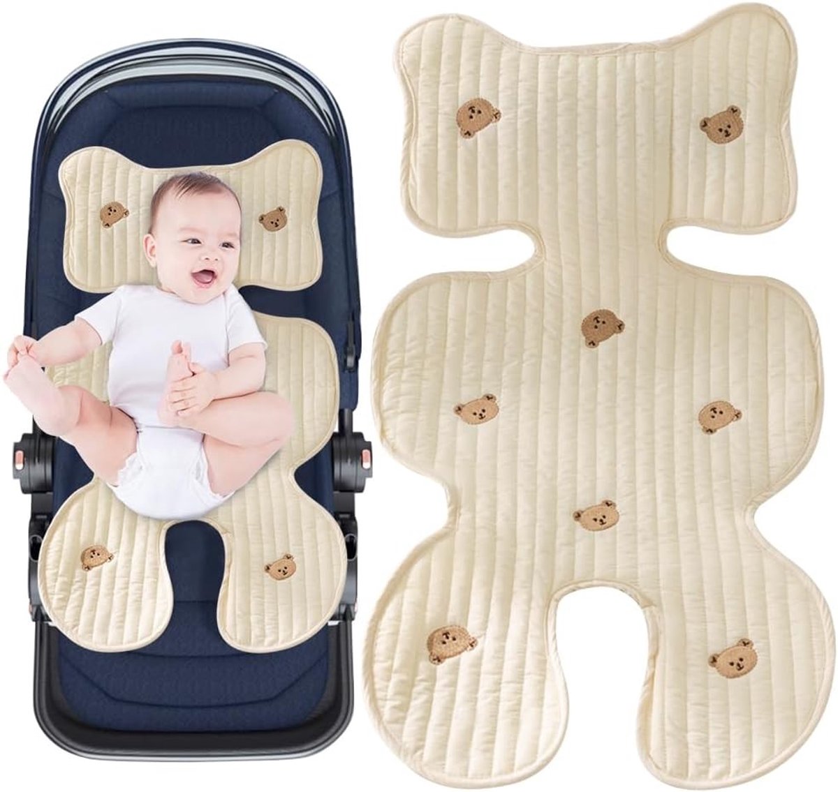 Zomer Zitkussen voor Kinderwagen - Universeel Ademend Kussen voor Buggy en Stoeltje - Comfortabel en Draagbaar Babyzitje