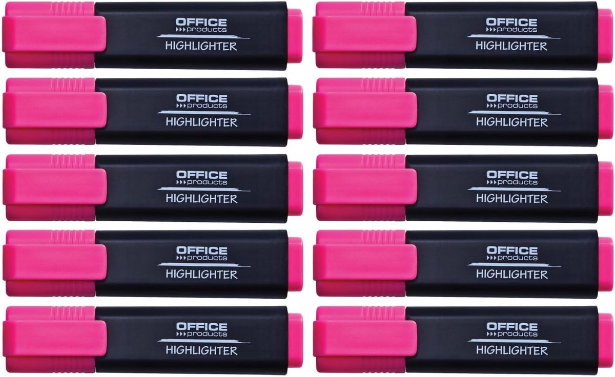 Thijox - Office Products Markeerstiften Roze Highlighter - 10 Stuks - Niet-giftige Inkt - Wigvormige Punt - Lijndikte 1-5 mm voor School, Kantoor en C