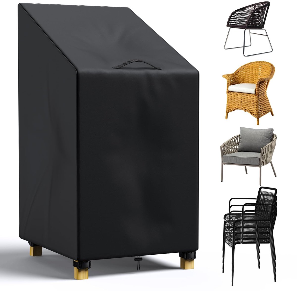 SnelShoppen - Stapelbare Tuinstoel Bescherming - Waterdichte UV-bescherming voor Tuin, Terras, Balkon - 120/80 x 65 x 65 cm - 1 Stuk