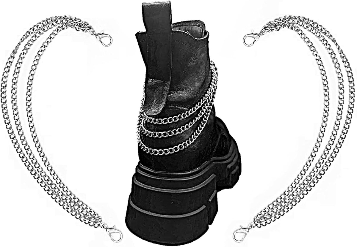 Thijox - 2 STKS Schoen Charms Ketting Schoenveter Kettingen DIY Punk Schoen Accessoires Decoratie voor Boot Sneaker Tas Handtassen Broek Ketting Sleut