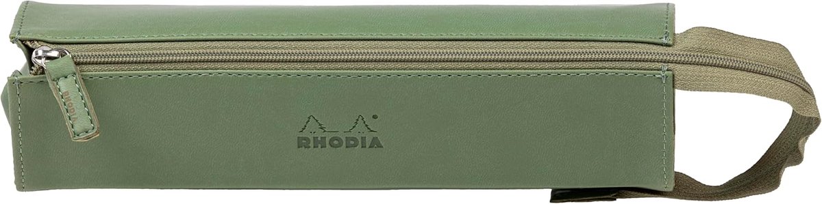 Thijox - Pennenzak Rhodiarama Salie - 23 x 5 x 5 cm - Openend Imitatieleer voor Pennen, Potloden, Stiften en Kantoormateriaal - Ideaal voor School, Ka
