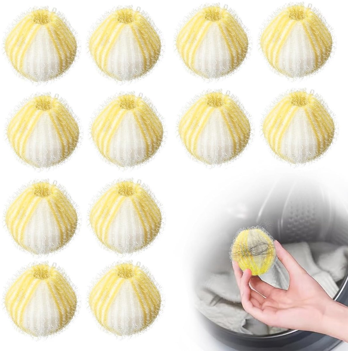 Inovra- Dierenhaarverwijderaar - 12 Stuks - Herbruikbare Wasballen - Pluisballen Wasmachine - Voor Thuis/Slaapzaal - Efficiënte Haarverwijdering