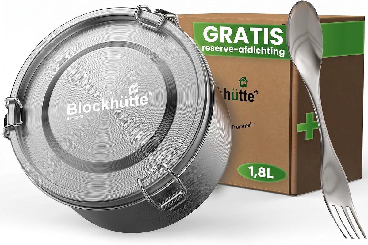 Thijox - Premium Jausenbox Roestvrij Staal 1800ml met Lepel en Afdichtingsset - Lekvrije Broodtrommel voor Volwassenen - Duurzame Lunchbox voor Werk,
