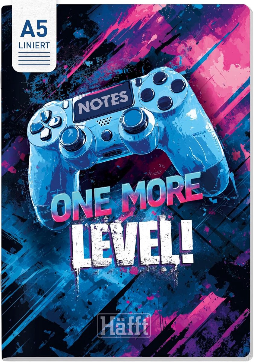 Thijox - Notitieboek A5 Gelinieerd 64 Pagina's - Premium 90g/m² Papier met Zachte Kaft 'One more Level!' - Duurzaam en Klimaatvriendelijk Notitieboek