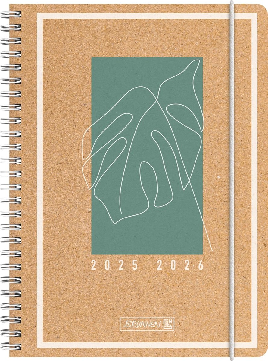 Thijox - Schoolagenda 2025/2026 A5 'Jungle Leaf', 2 pagina's per week, 208 pagina's, Kraftpapier omslag, Perfect voor school, studie, kinderen, tiener