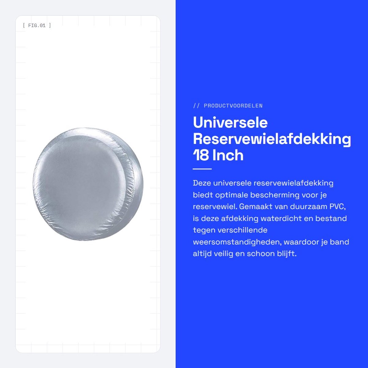 Inovra- Reservewielafdekking Universeel 18 Inch - Bandencover - Waterdichte Bescherming - PVC - Geschikt voor Aanhanger/Auto - Diameter 82-84 cm - Wielcover