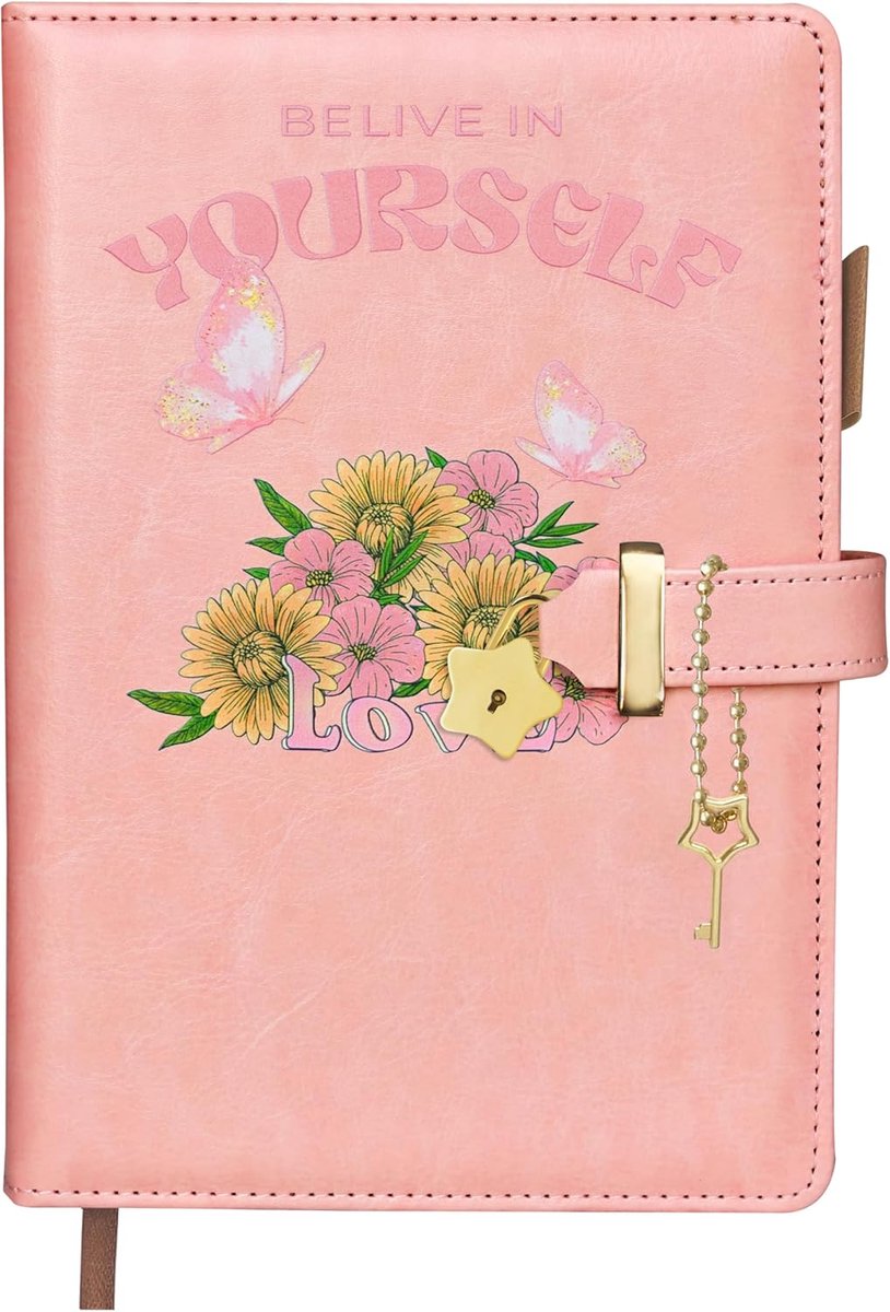 Thijox - A5 Dagboek met Slot - PU-leer Notitieboek voor Meisjes en Vrouwen - 200 pagina's 100gsm Papier - Roze - Perfect voor Journalen, Notities en D