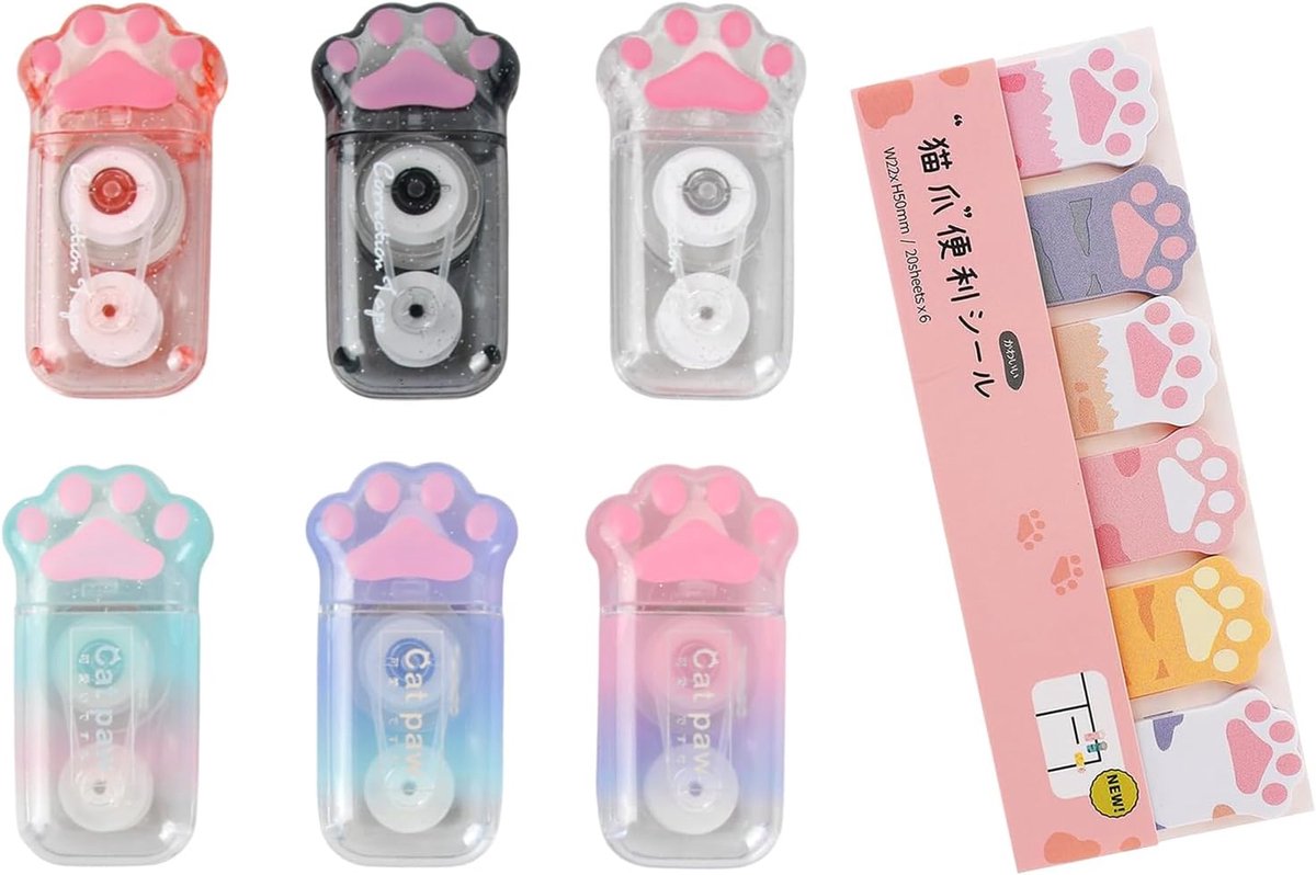 Thijox - Kawaii Milan Tipex Correctietape voor Kinderen, Schattige Roller, 6m x 5mm, 6 Stuks, Wit, Perfect voor School, Kantoor en Creatief Gebruik